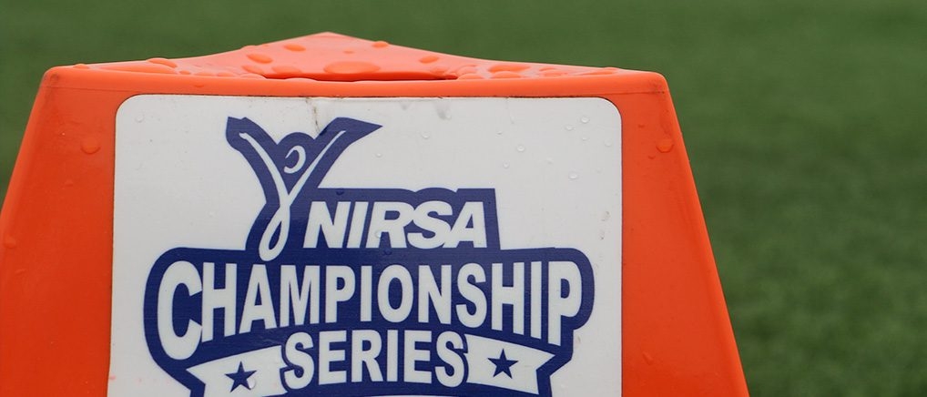 view of NIRSA Championship Series logo on football marker