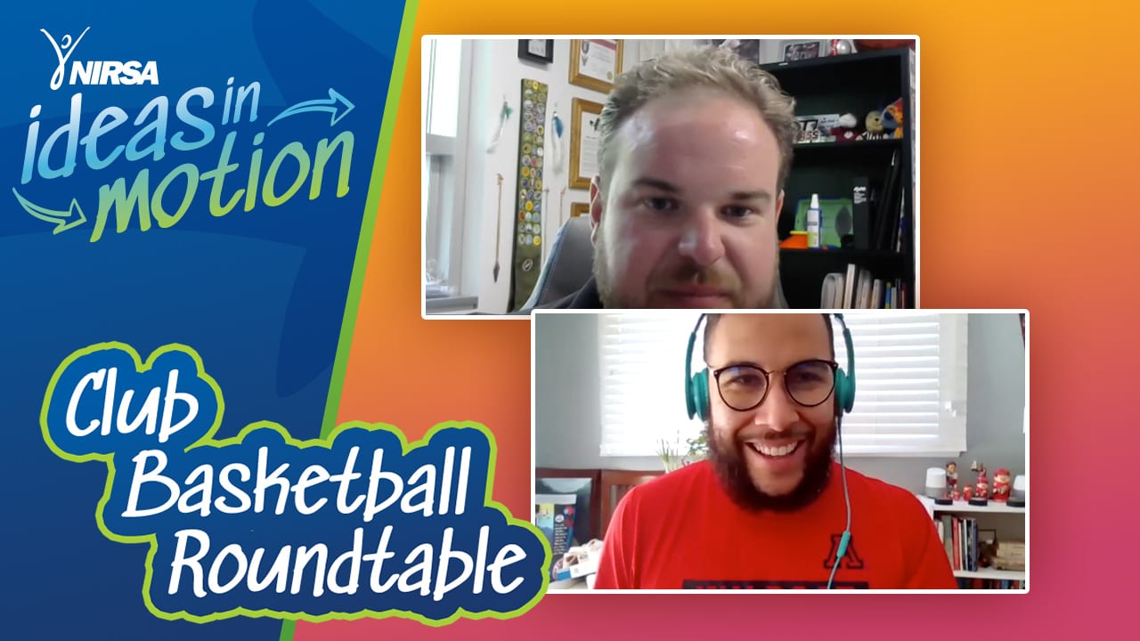 "Club Basketball Roundtable" with photos of two people on video call