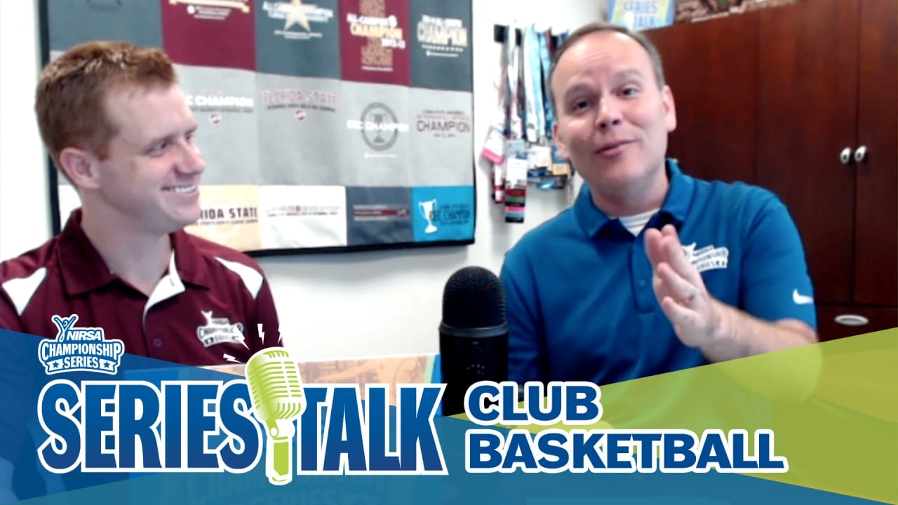 "Series Talk Club Basketball" with photo of two people having a discussion